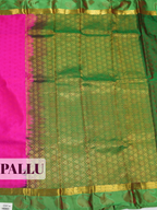 Magenta Pink Bangalore Semi Silk Saree with Wide Zari Stripe Border