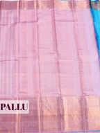 Pink Pure Kanjivaram Silk Saree with A copper-zari peacock and arch brocade border
