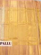 Pink Pure Kanjivaram Tissue Saree with Zari Woven Zigzag and Wavy Leaf Border