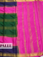 pink Mysore Silk Saree with Diamond Lattice Zari Border