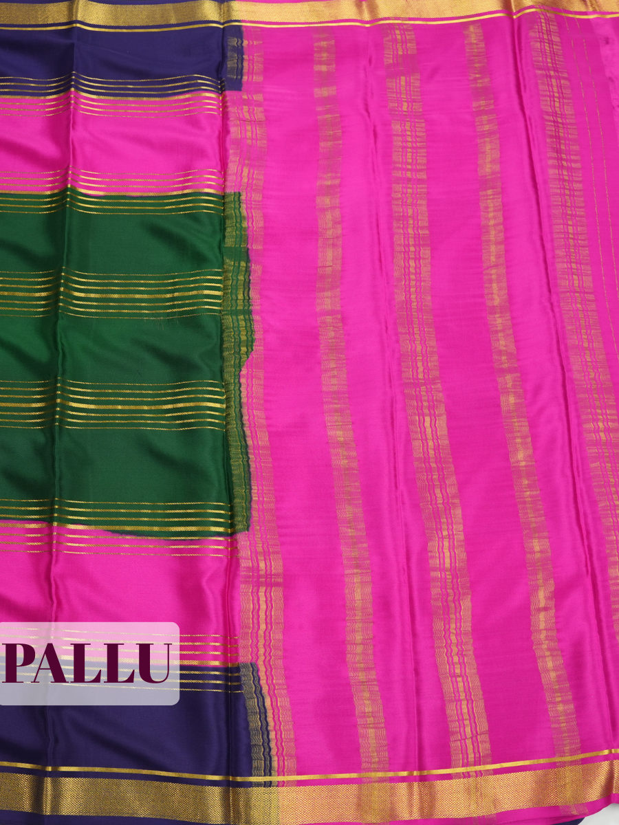 pink Mysore Silk Saree with Diamond Lattice Zari Border