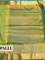 Mehendi Green Kanjivaram Soft Silk Saree with A zari brocade border