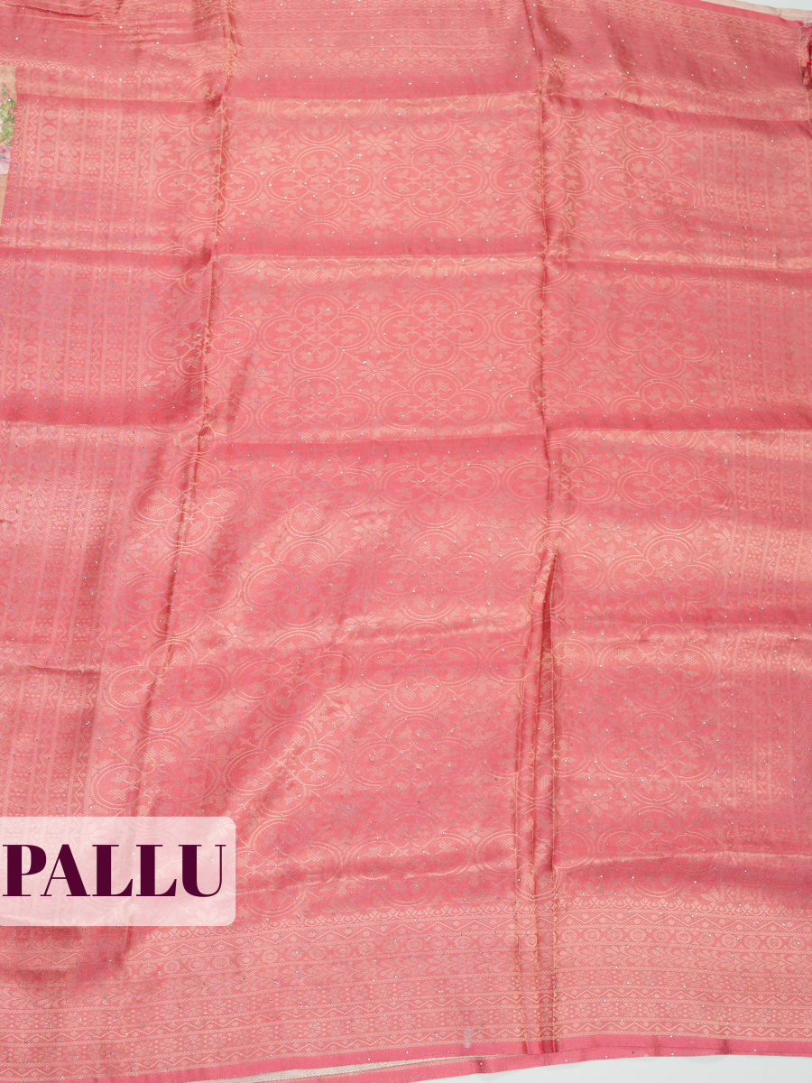 Pink Bangalore Sof Silk Saree with Jacquard Paisley Border