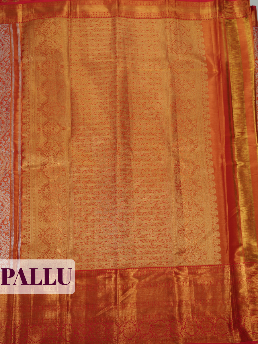 Red Pure Tissue Silk Saree with Intricate Zari Brocade