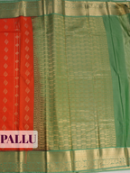 Orange Semi Silk Saree with Medium-Width Zari Floral Border