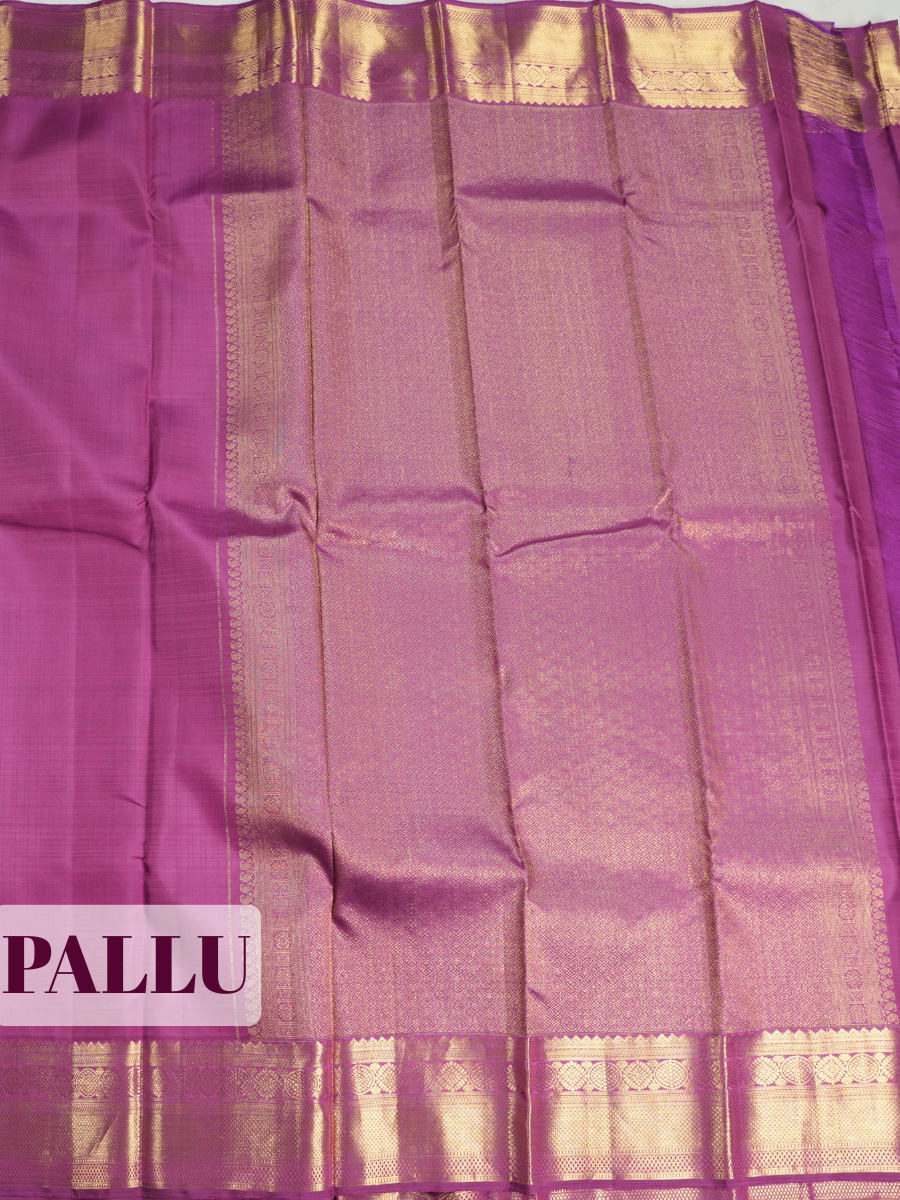 Purple Pure Kanchipuram Saree with Broad Floral Medallion Zari Border - MUGDHA ART STUDIO LLP