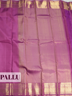 Purple Pure Kanchipuram Saree with Broad Floral Medallion Zari Border - MUGDHA ART STUDIO LLP