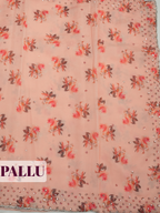 Baby Pink Organza Saree with Floral Print and Cutwork Border