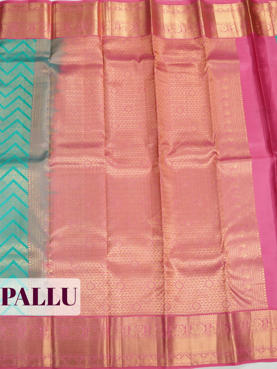Blue Kanchivaram Saree with Classic Bird Zari Border