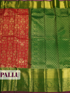 Red Kanchipuram Saree with Rich Floral Vine Zari Border