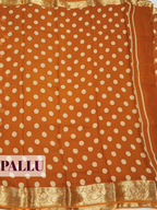 Caramel Semi Chiffon Saree with Traditional Floral Border