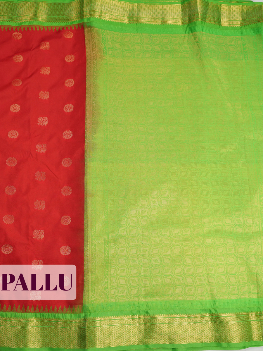 Red Semi Silk Saree with Broad Contrast Zari Weaving Border