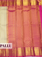 White Pure Kanchivaram Bridal Silk Saree with Floral Zari Jaal