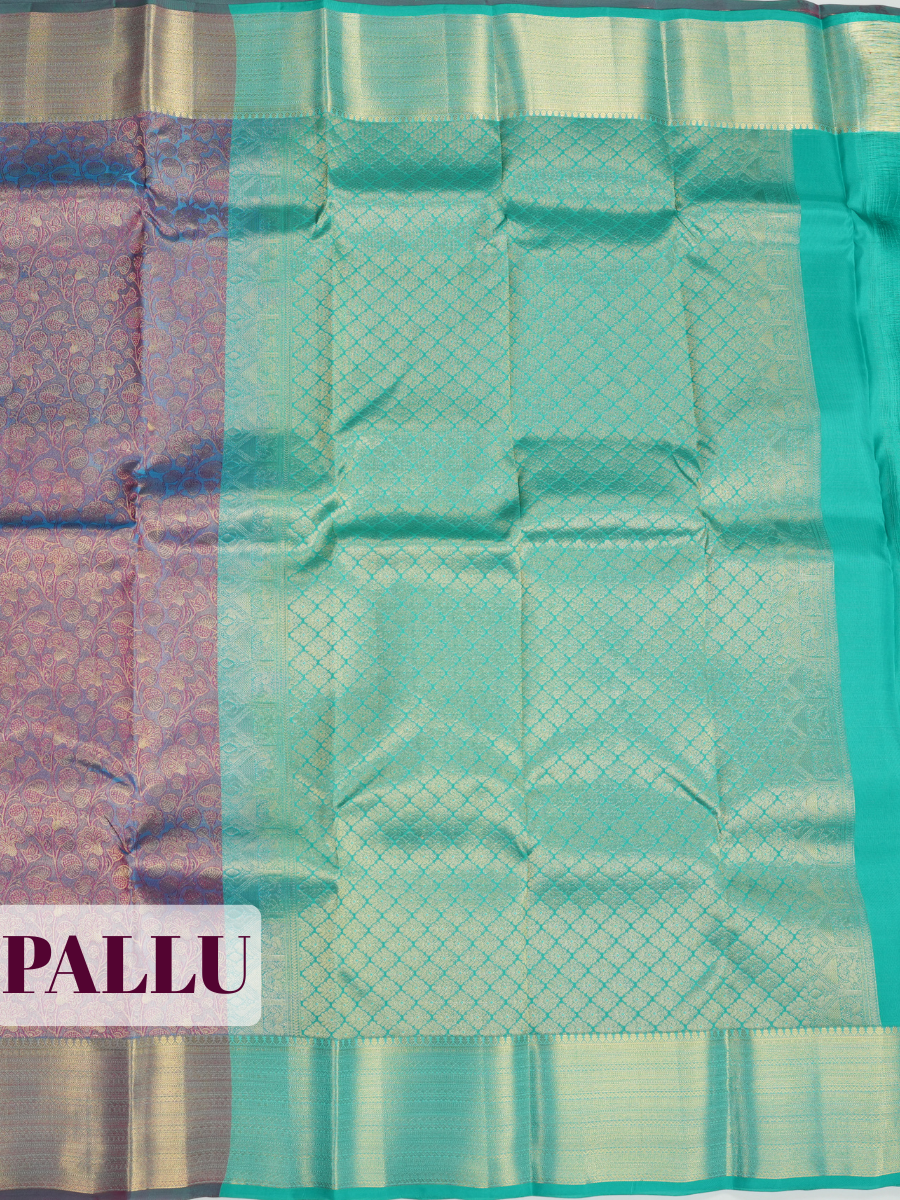 Blue Kanchivaram Saree with Diamond Lattice Zari Border