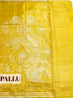 Mustard Yellow Pure Kanjivaram Tissue Silk Saree with A self-zari brocade border