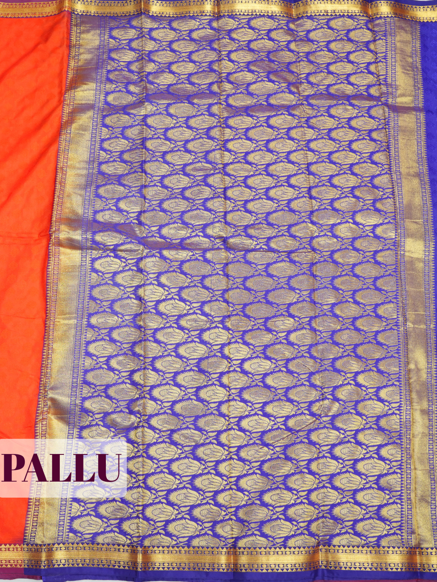Red Semi Silk Saree with Geometric Zari Border