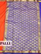 Red Semi Silk Saree with Geometric Zari Border
