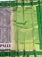 Grey Arni Silk Saree with Broad Contrast Zari Border