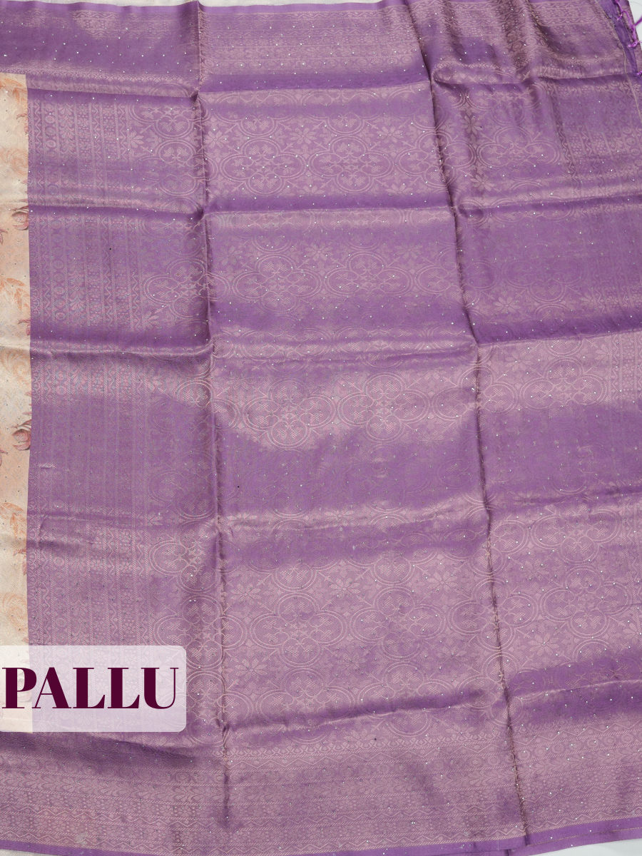 Gold Bangalore Sof Silk Saree with Geometric Chevron Border