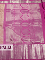 Peach Pink Pure Kanjivaram Bridal Saree with Rich Woven Zari Vanasingaram Temple Border