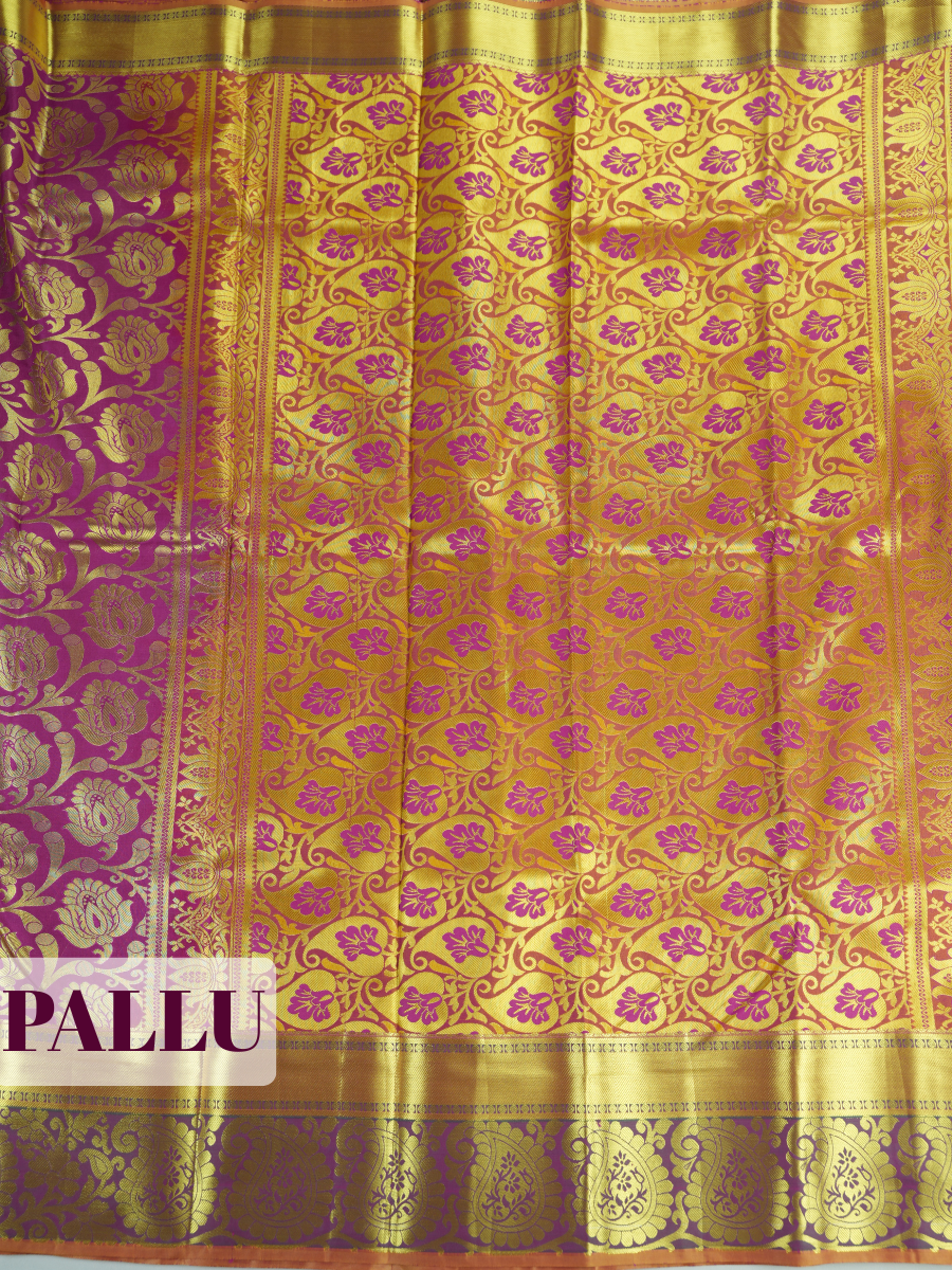 Yellow Tissue Brocade Semi Silk Saree