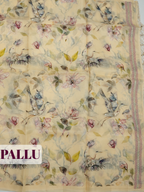 Cream Organza Saree with Bird and Botanical Print