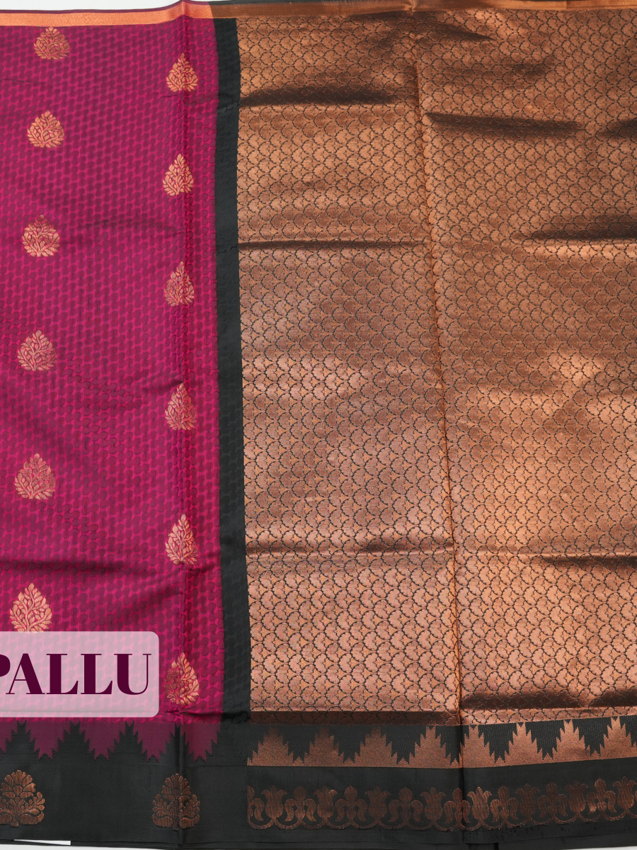 Magenta Pink Sico Saree Saree with Temple Karai Border