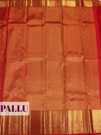 Red Kanchipuram Saree with Peacock and Floral Vine Zari Border