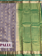 Grey Arni Silk Saree with Green Zari Border