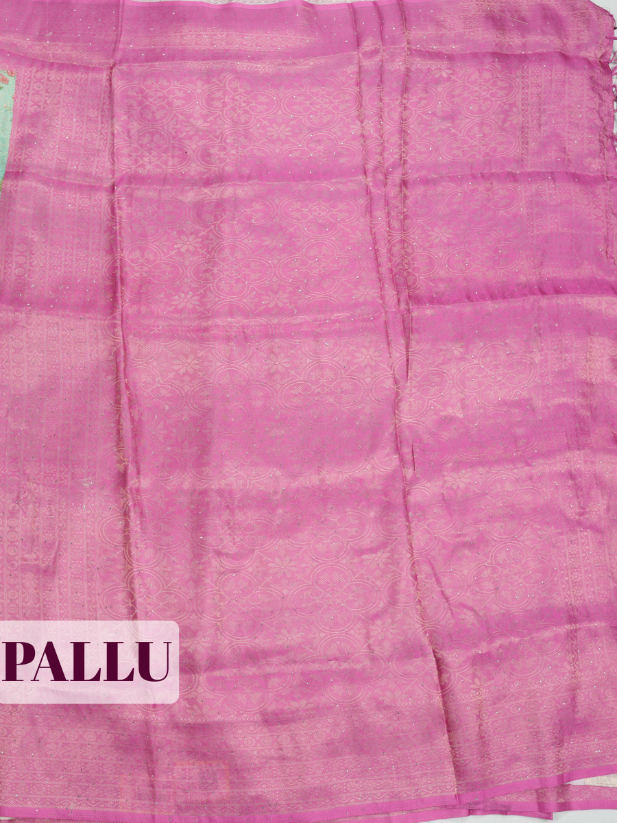 Green Bangalore Sof Silk Saree with Brocade Woven Border