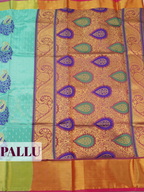 Green Sico Saree Saree with Zari border with metallic glow