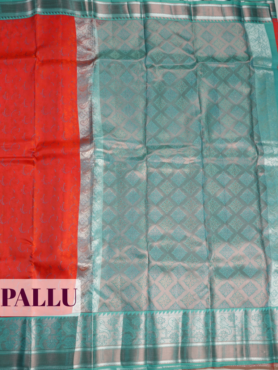Red Pure Kanchipuram Saree with Stylised Peacock Zari Border