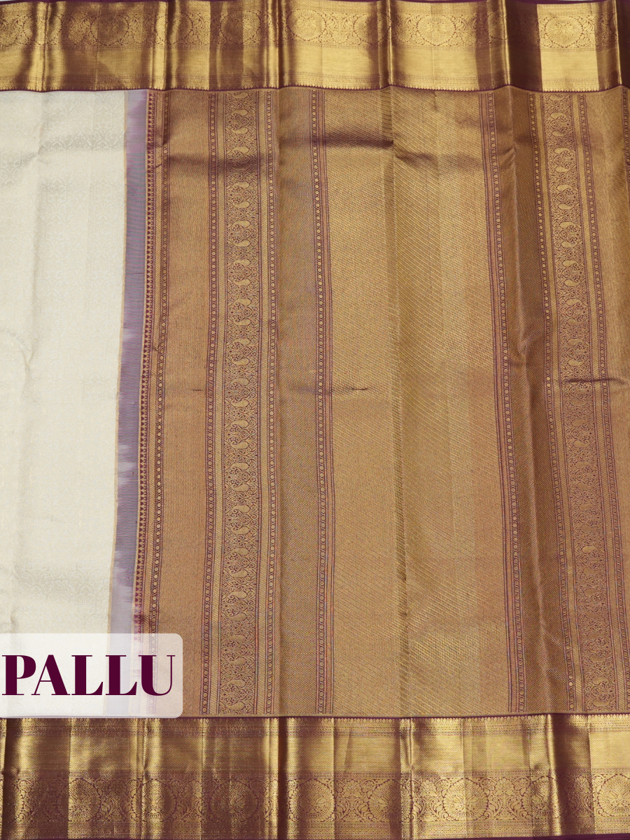 White Pure Kanchivaram Bridal Silk Saree with Fine Floral Brocade