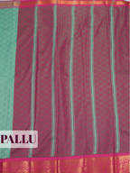 Mint Green Silk Saree with Geometric Woven Pattern and Floral Zari Pallu