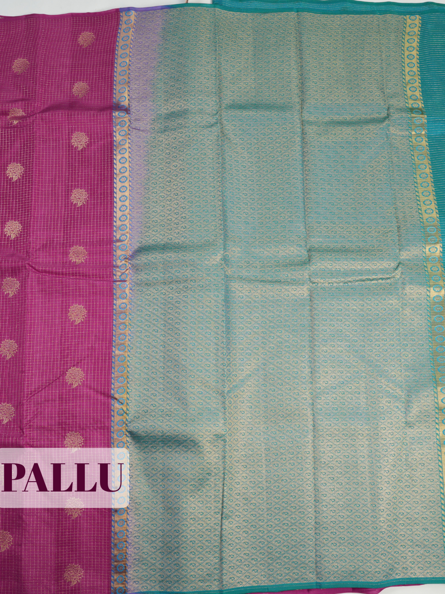 Purple Pure Kanchipuram Saree with No Border