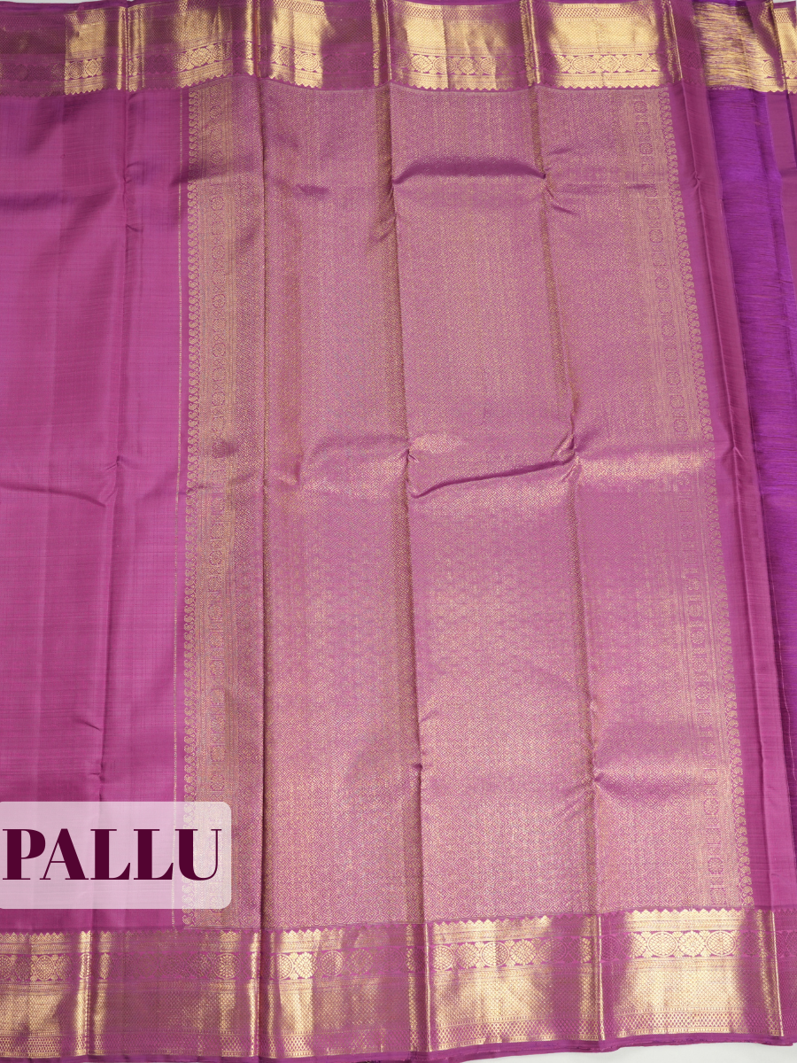 Purple Pure Kanchipuram Saree with Traditional Design Border
