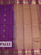 Purple Pure Kanchipuram Saree with Broad Diamond Lattice Zari Border