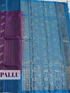 Purple Pure Kanchipuram Saree with Broad Geometric Butta Zari Border