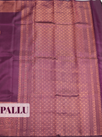 Magenta Purple Pure Kanjivaram Silk Saree with A copper-zari paisley brocade border