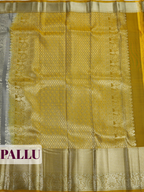 Silver Grey Kanchipuram Saree with Paisley and Diamond Zari Border