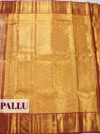 Rusty Brown Pure Kanjivaram Tissue Saree with Tissue Kanchi Border with Geometric Pattern