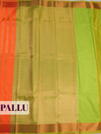 Orange Semi Silk Saree with Medium-Width Solid Zari Kaddi Border