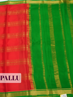 Red Mysore Silk Saree with Diamond Lattice Zari Border