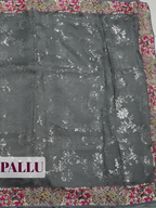 Grey Organza Saree with Kashmiri Floral Embroidered Border