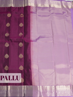 Purple Pure Kanchipuram Saree with Broad Geometric Floral-Vine Zari Border