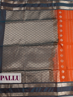 Orange Semi Silk Saree with Medium-Width Contrast Zari Wave Border