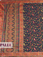 Midnight Blue Tussar Silk Saree with Kashmiri Kani Jacquard Butti Border