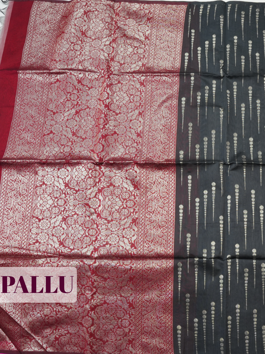 Black Sico Saree Saree with Borderless Finish