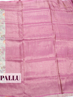 Pink Bangalore Sof Silk Saree with Wavy Geometric Brocade Border
