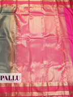Dark green Semi Bridal Kanchipuram Silk Saree with Floral Geometric Zari Border